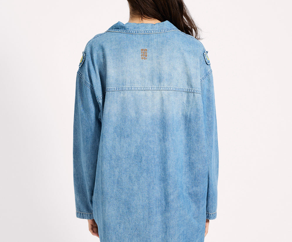 Le Captain Pullover Denim Mini Dress - Blue