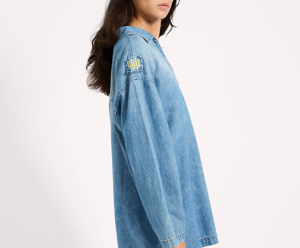 Le Captain Pullover Denim Mini Dress - Blue