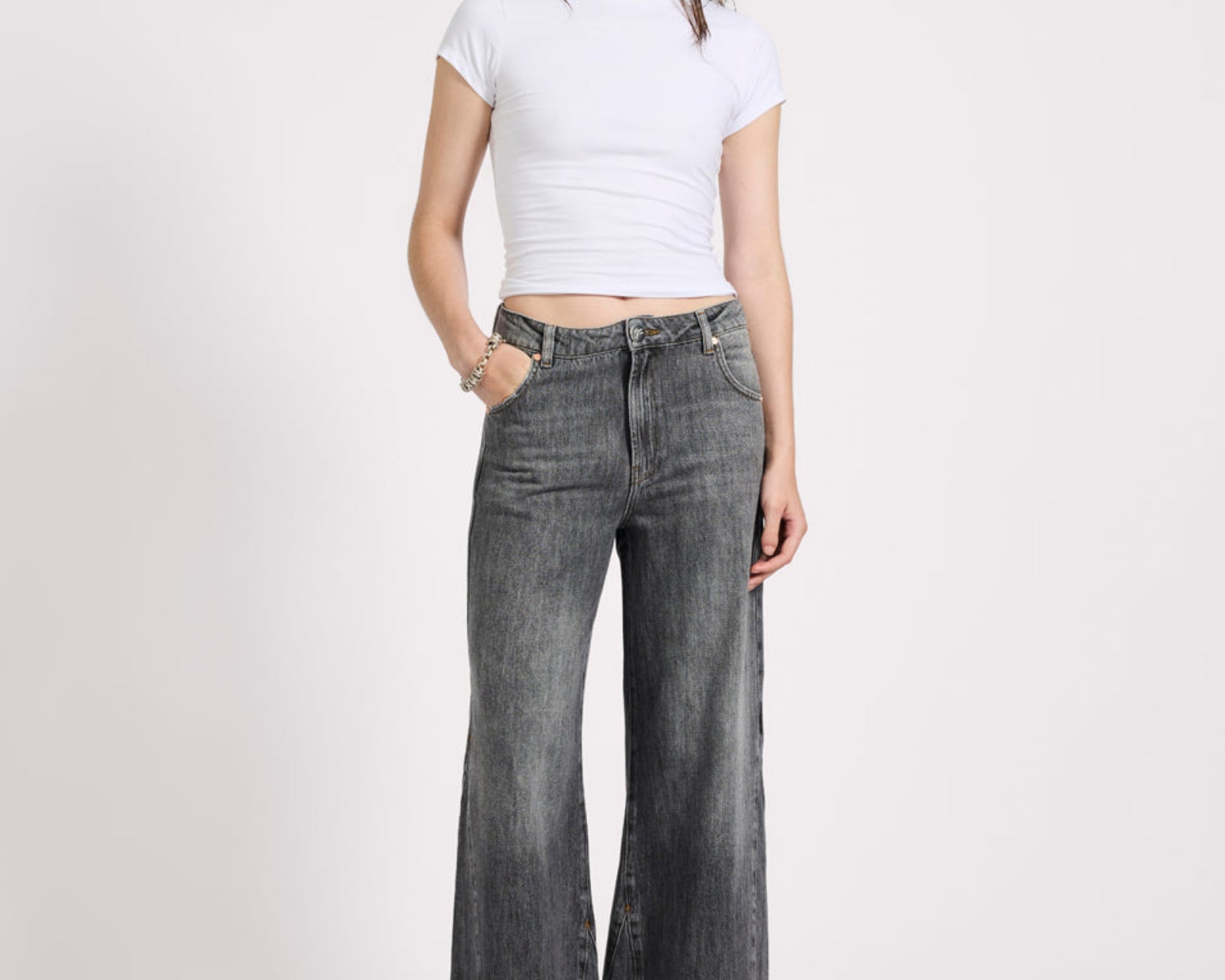 Cruisers Mid Waist Bootcut Flare Denim Jeans - Charcoal Grey