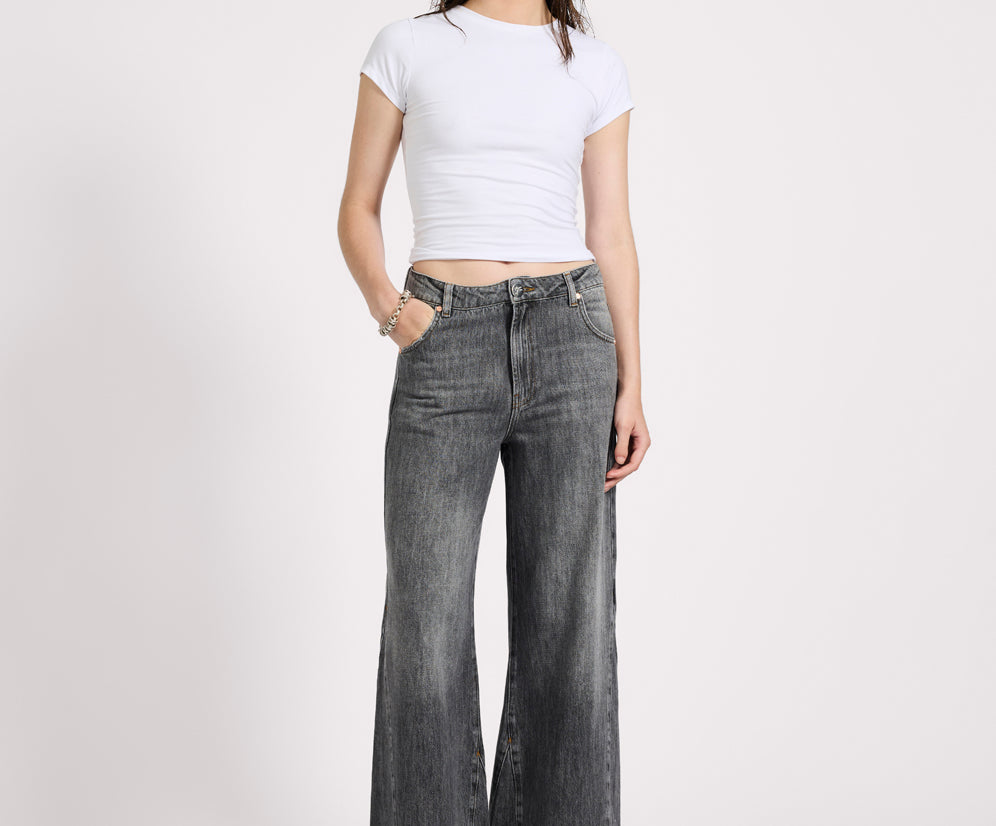 Cruisers Mid Waist Bootcut Flare Denim Jeans - Charcoal Grey