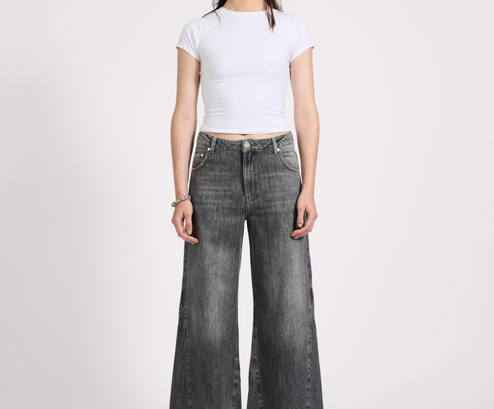 Cruisers Mid Waist Bootcut Flare Denim Jeans - Charcoal Grey