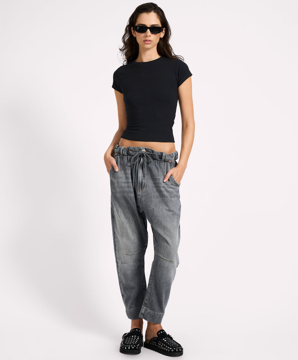  Outcasts Low Waist Drop Crotch Harem Denim Jeans - Charcoal Grey