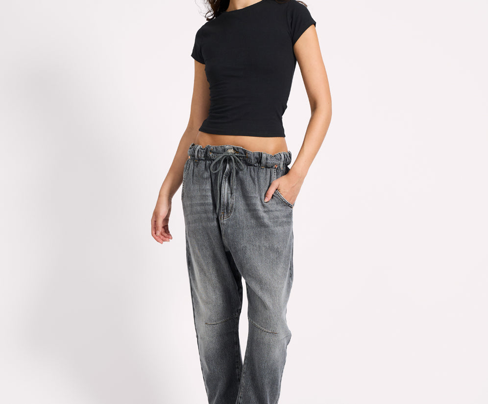 Outcasts Low Waist Drop Crotch Harem Denim Jeans - Charcoal Grey