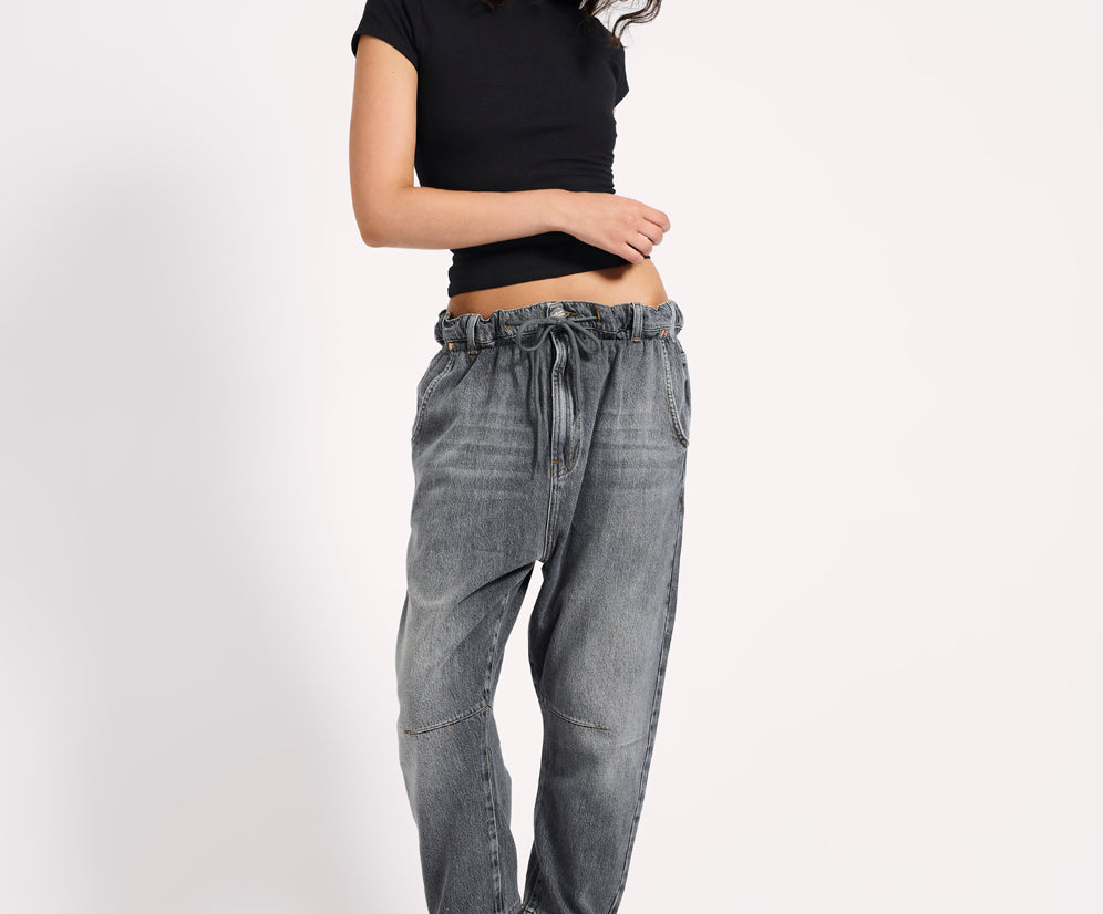 Outcasts Low Waist Drop Crotch Harem Denim Jeans - Charcoal Grey