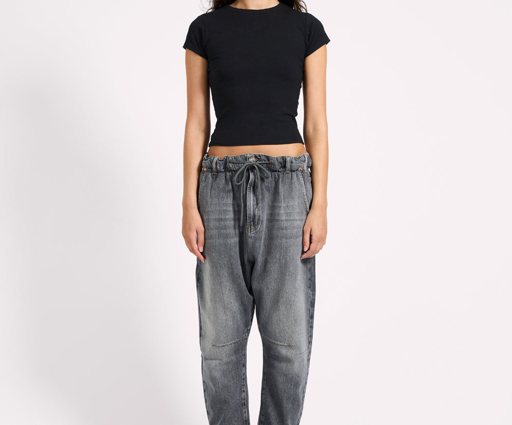Outcasts Low Waist Drop Crotch Harem Denim Jeans - Charcoal Grey