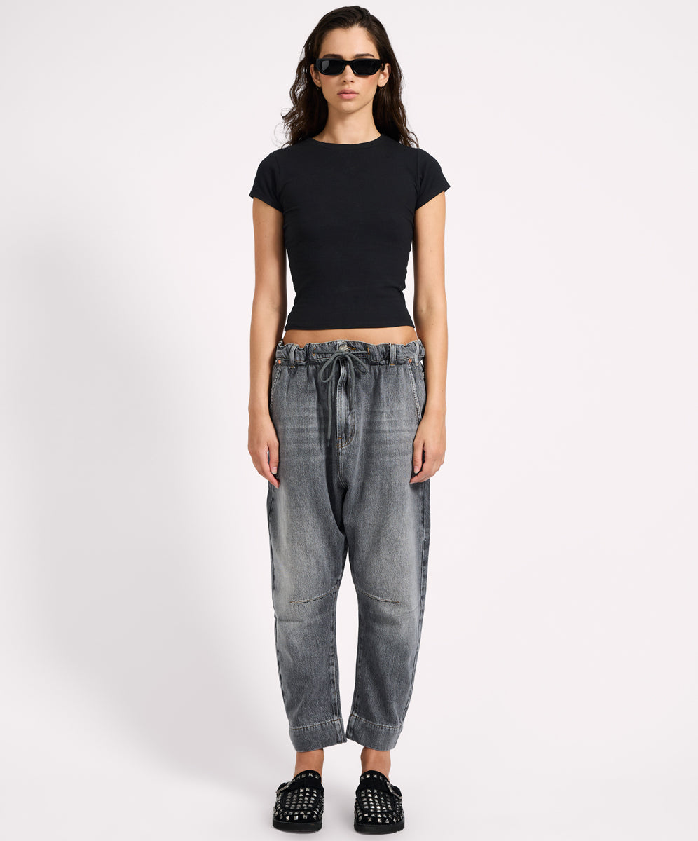  Outcasts Low Waist Drop Crotch Harem Denim Jeans - Charcoal Grey