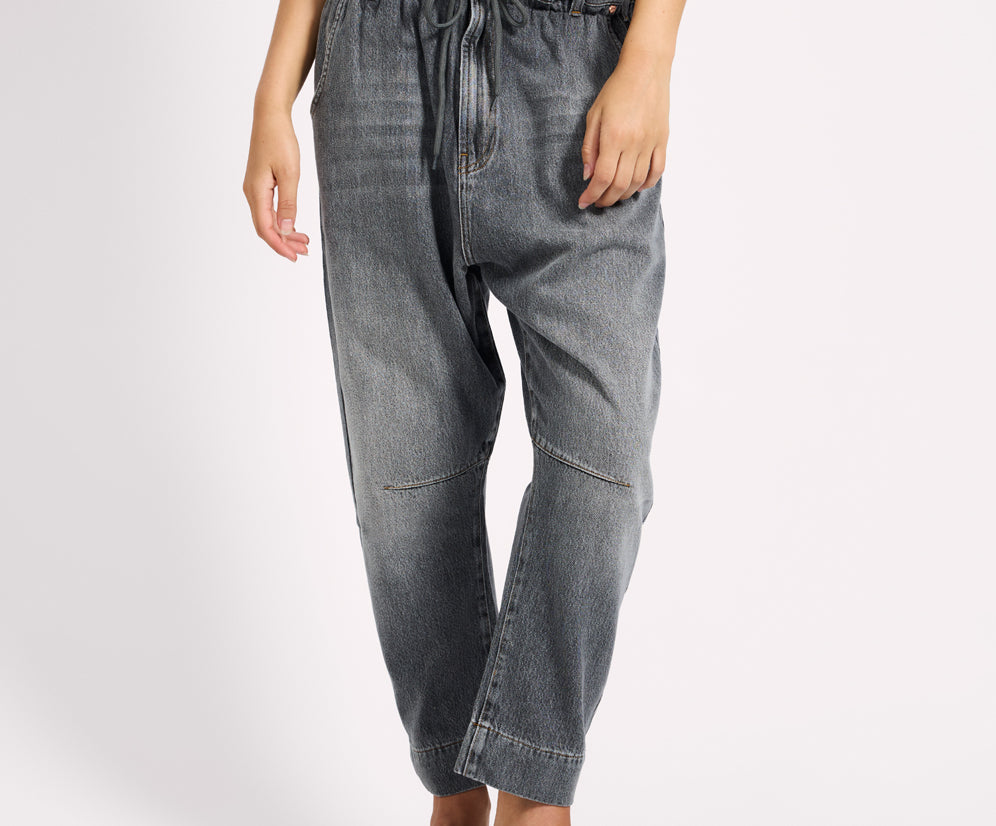 Outcasts Low Waist Drop Crotch Harem Denim Jeans - Charcoal Grey