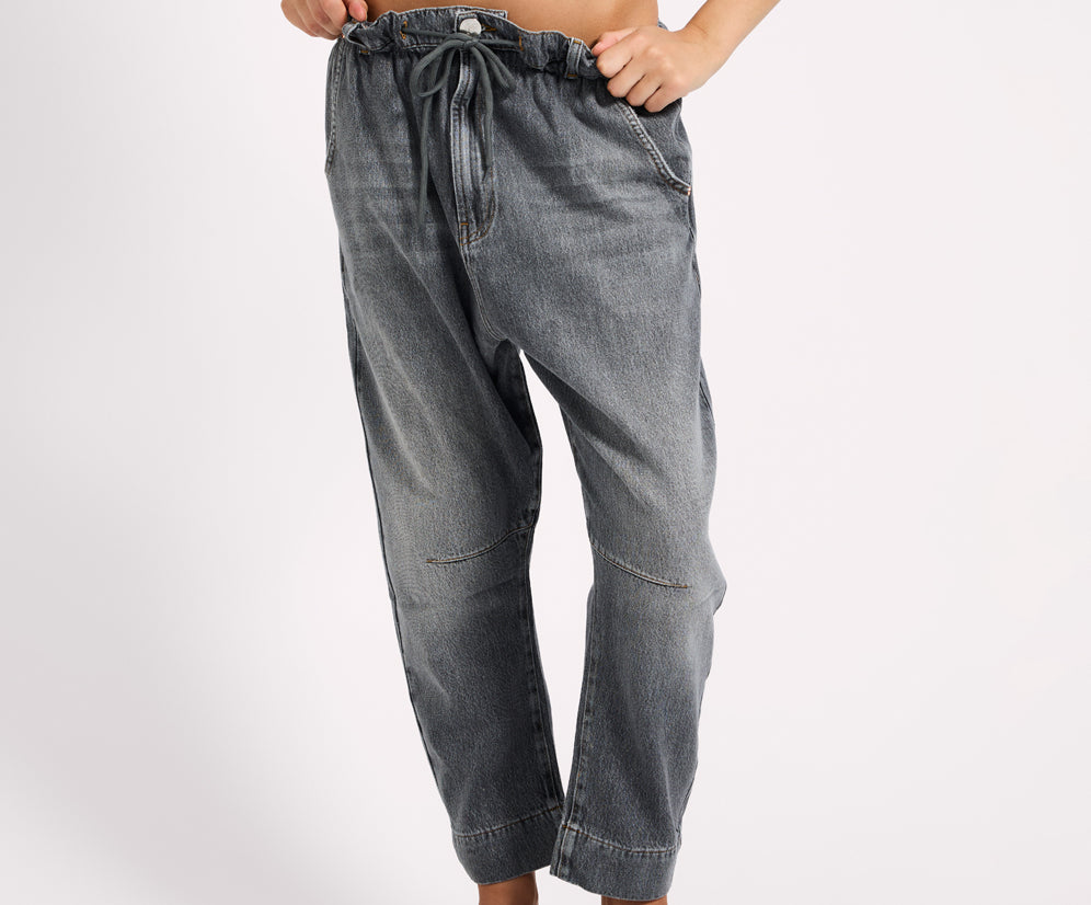 Outcasts Low Waist Drop Crotch Harem Denim Jeans - Charcoal Grey