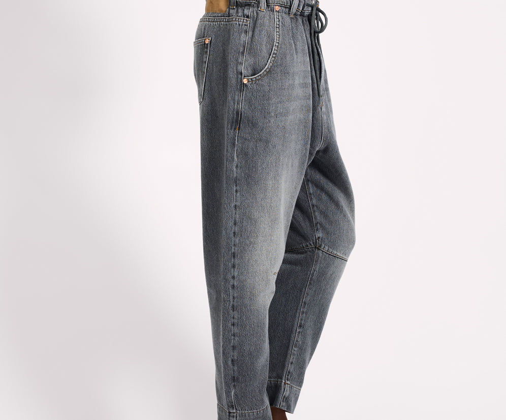 Outcasts Low Waist Drop Crotch Harem Denim Jeans - Charcoal Grey