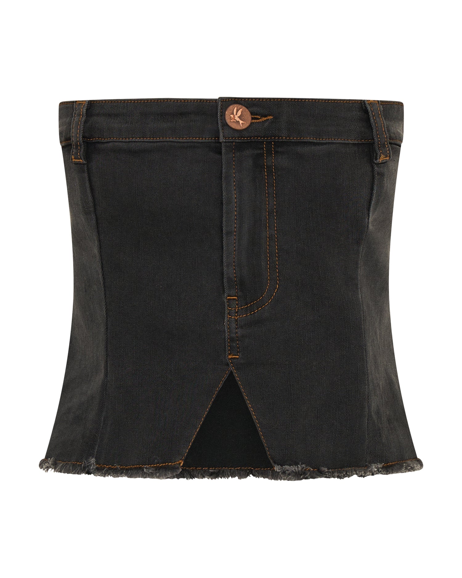  Denim Strapless Tube Top - Black