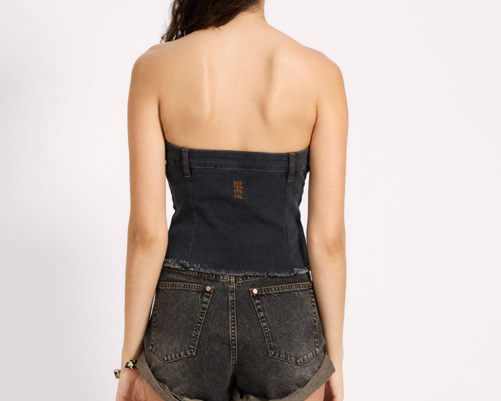 Denim Strapless Tube Top - Black