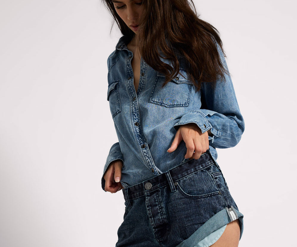 Bandits Low Waist Denim Shorts - Indigo Blue