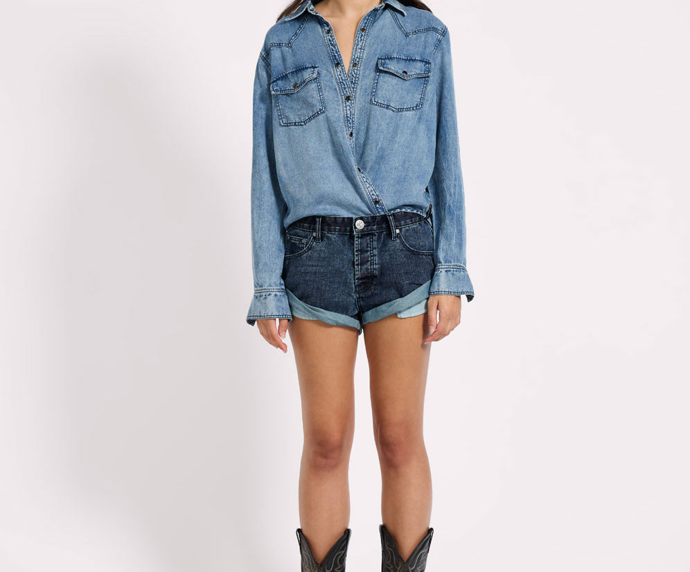 Bandits Low Waist Denim Shorts - Indigo Blue