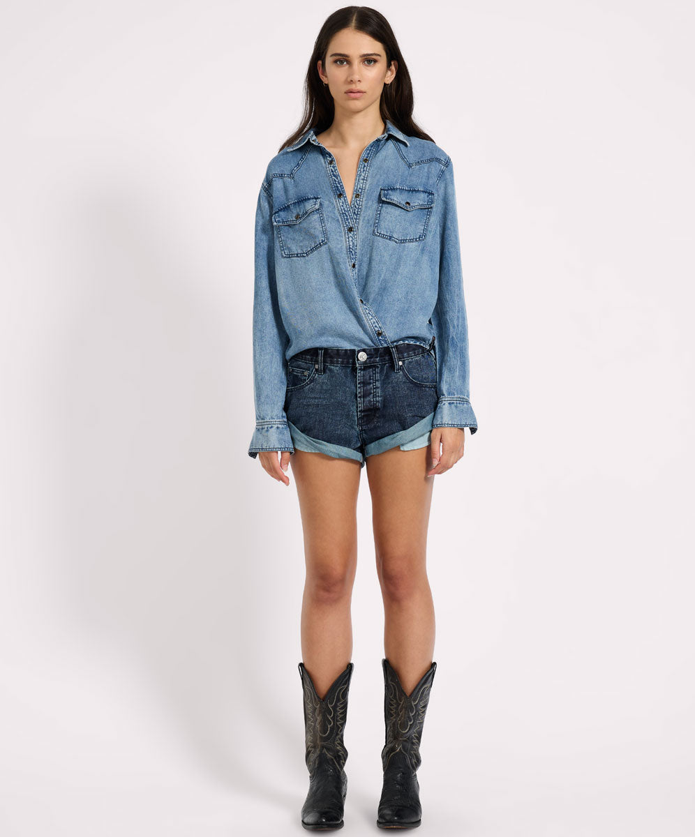 Bandits Bandits Low Waist Denim Shorts - Indigo Blue