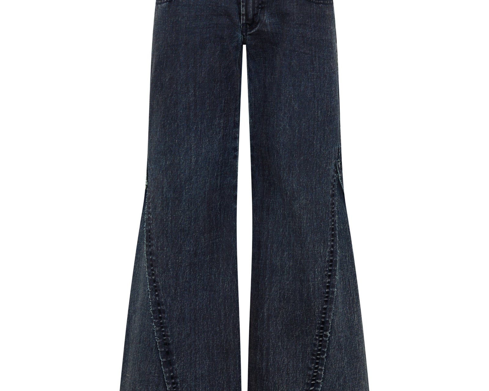 Johnnies Low Waist Wide Leg Flared Denim Jeans - Indigo Blue