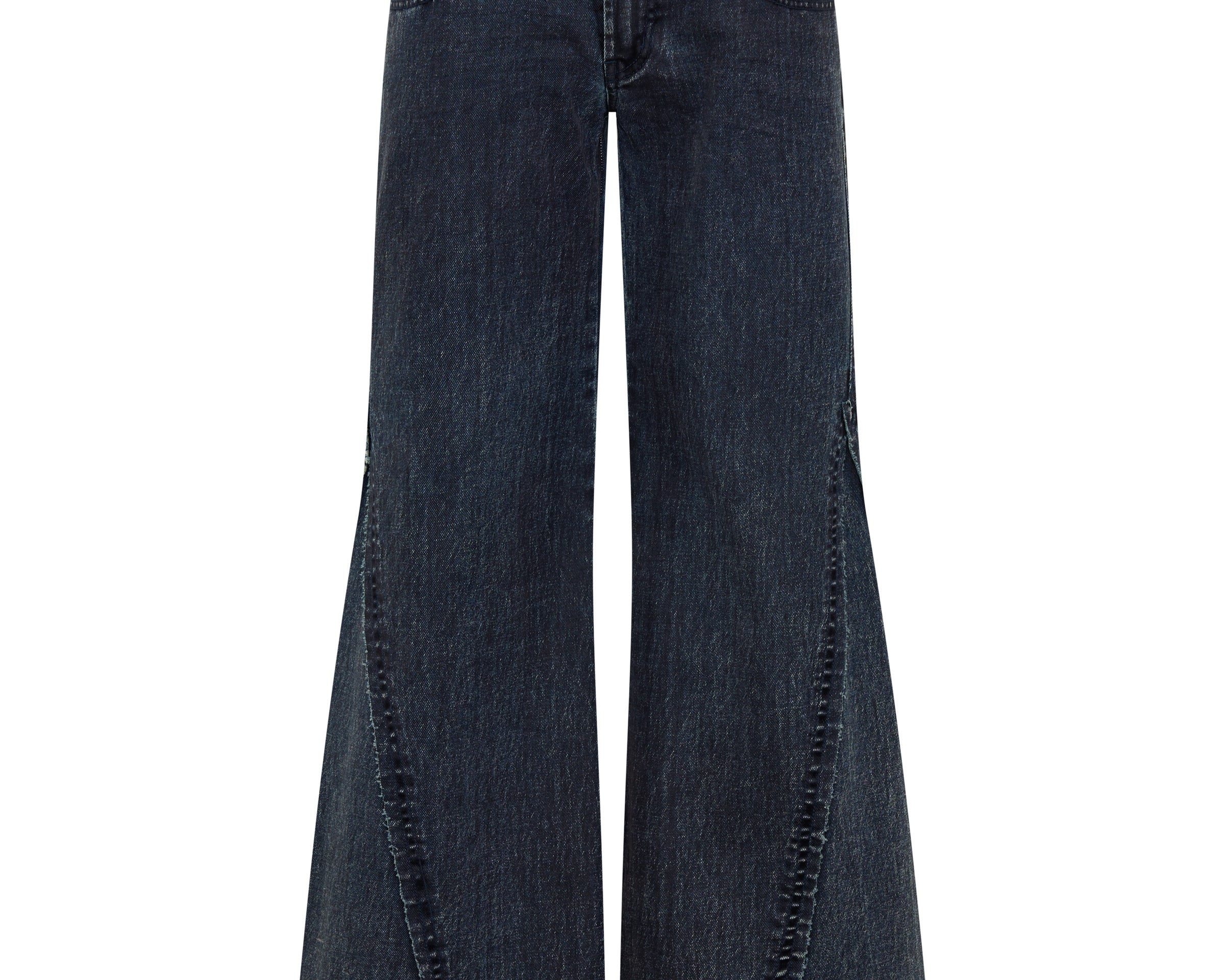 Johnnies Low Waist Wide Leg Flared Denim Jeans - Indigo Blue