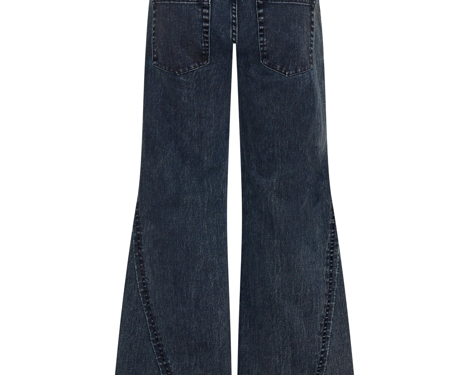 Johnnies Low Waist Wide Leg Flared Denim Jeans - Indigo Blue