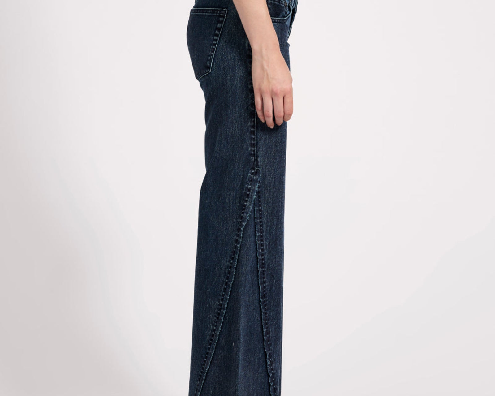 Johnnies Low Waist Wide Leg Flared Denim Jeans - Indigo Blue