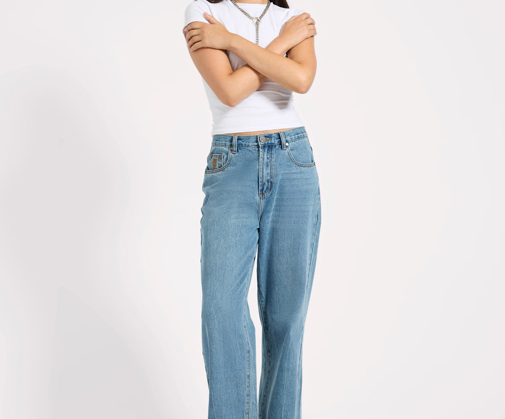 Baxters Mid Waist Wide Leg Denim Jeans - Blue Crush
