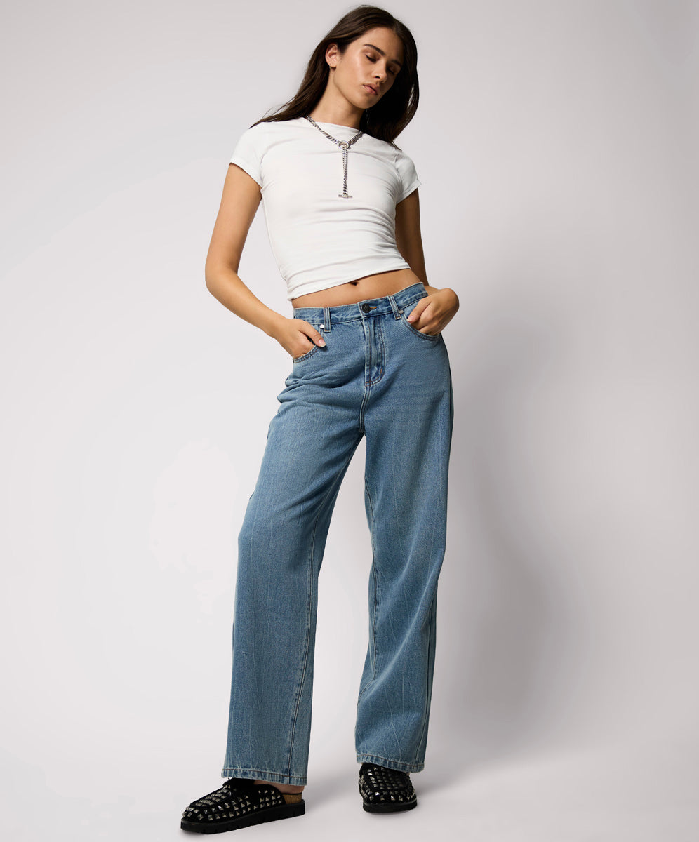 New Arrivals Baxters Mid Waist Wide Leg Denim Jeans - Blue Crush