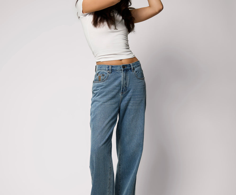 Baxters Mid Waist Wide Leg Denim Jeans - Blue Crush