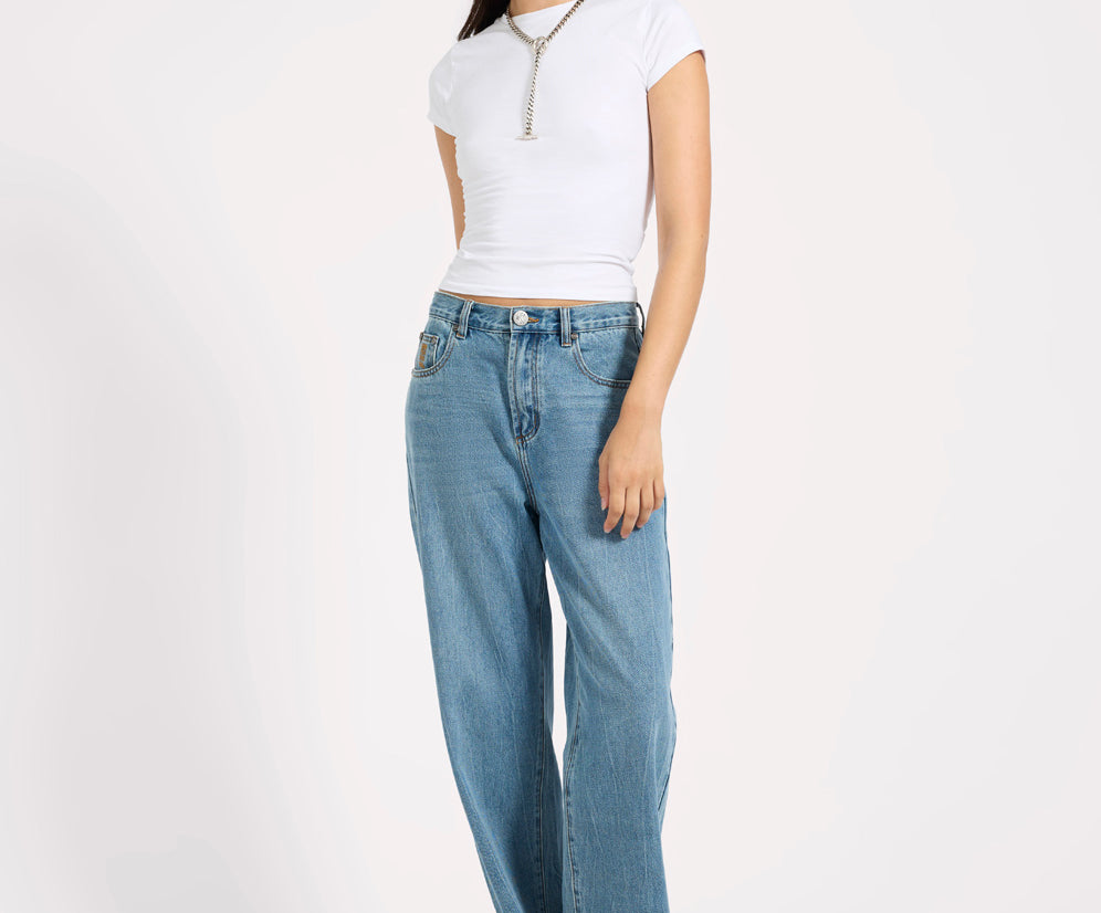 Baxters Mid Waist Wide Leg Denim Jeans - Blue Crush