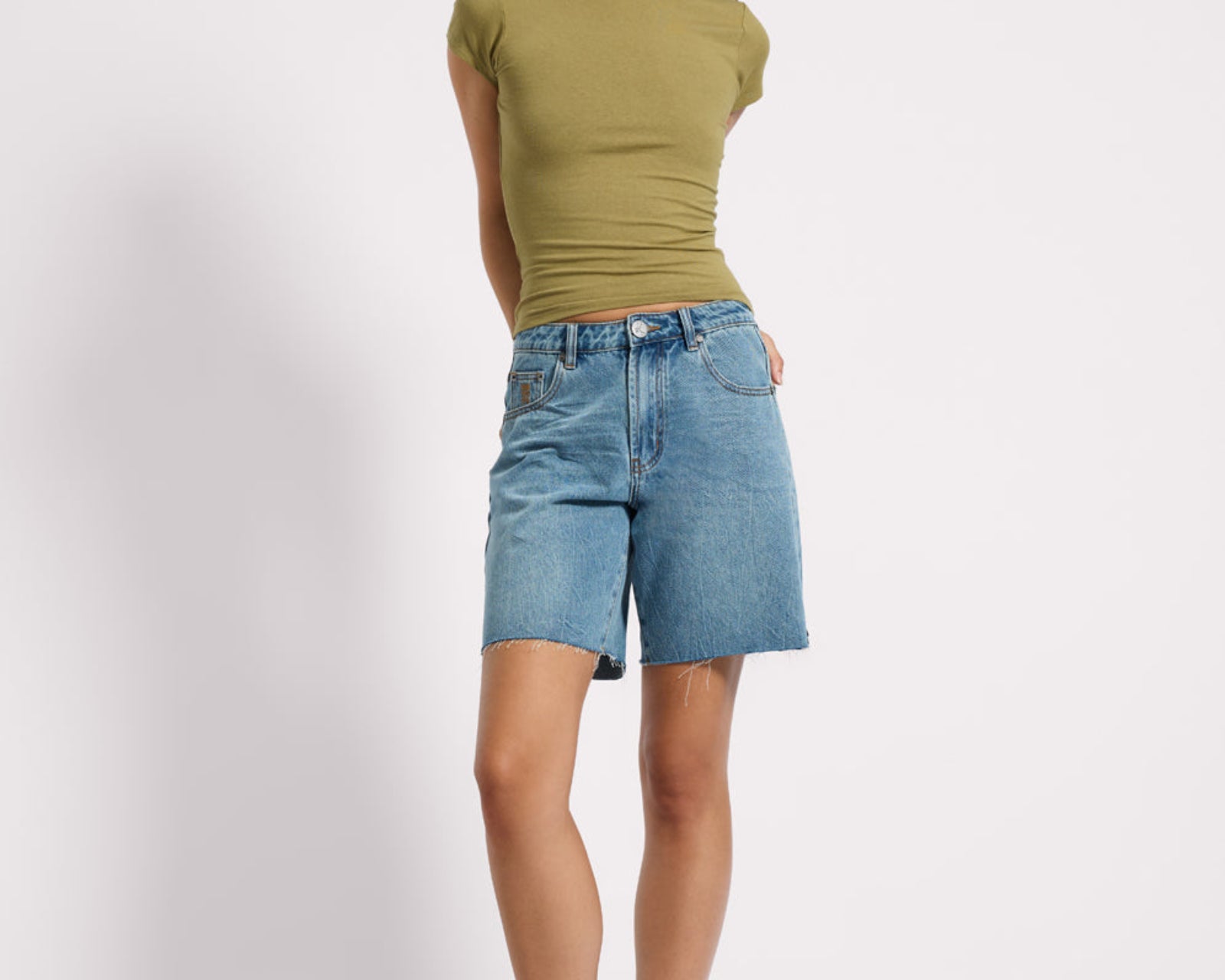 Jacksons Mid Waist Wide Leg Denim Shorts - Blue Crush