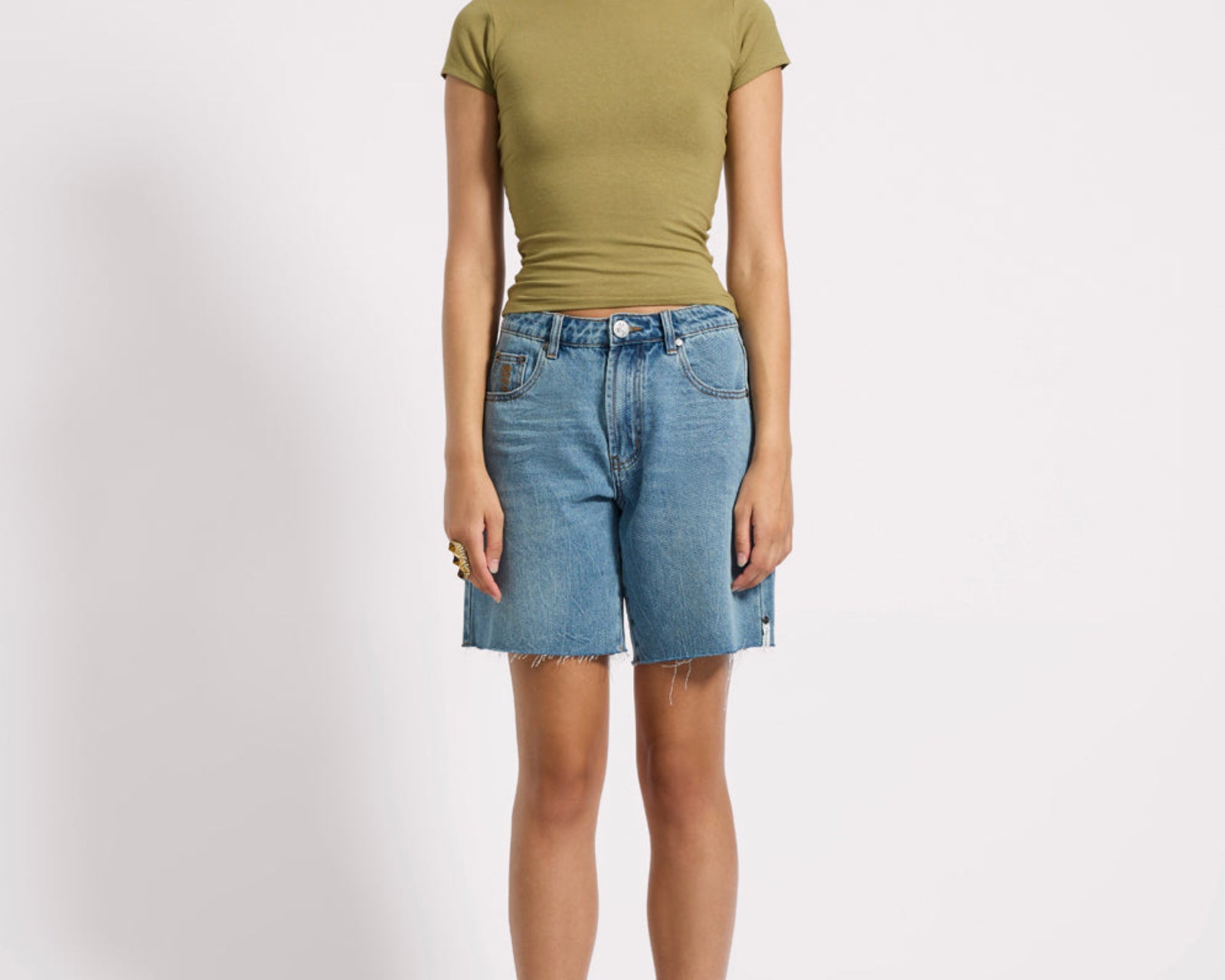 Jacksons Mid Waist Wide Leg Denim Shorts - Blue Crush