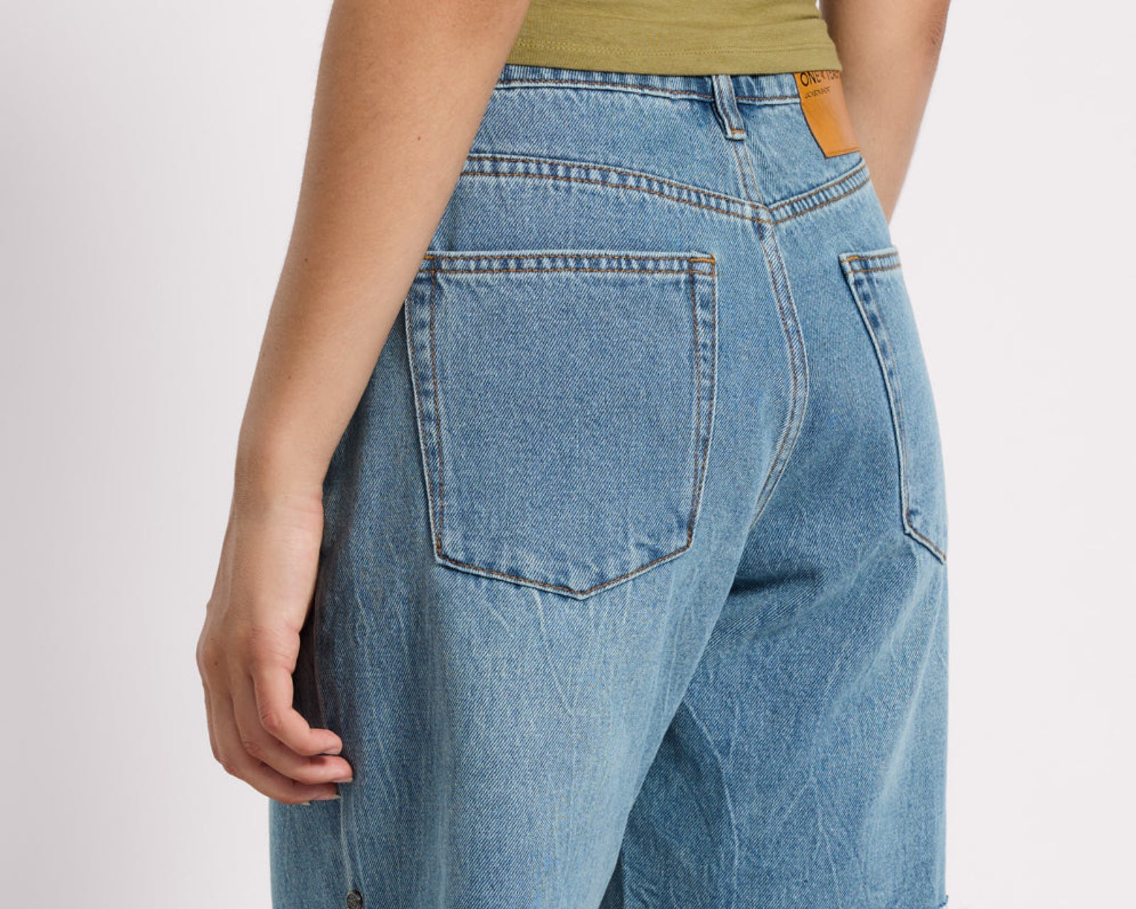 Jacksons Mid Waist Wide Leg Denim Shorts - Blue Crush