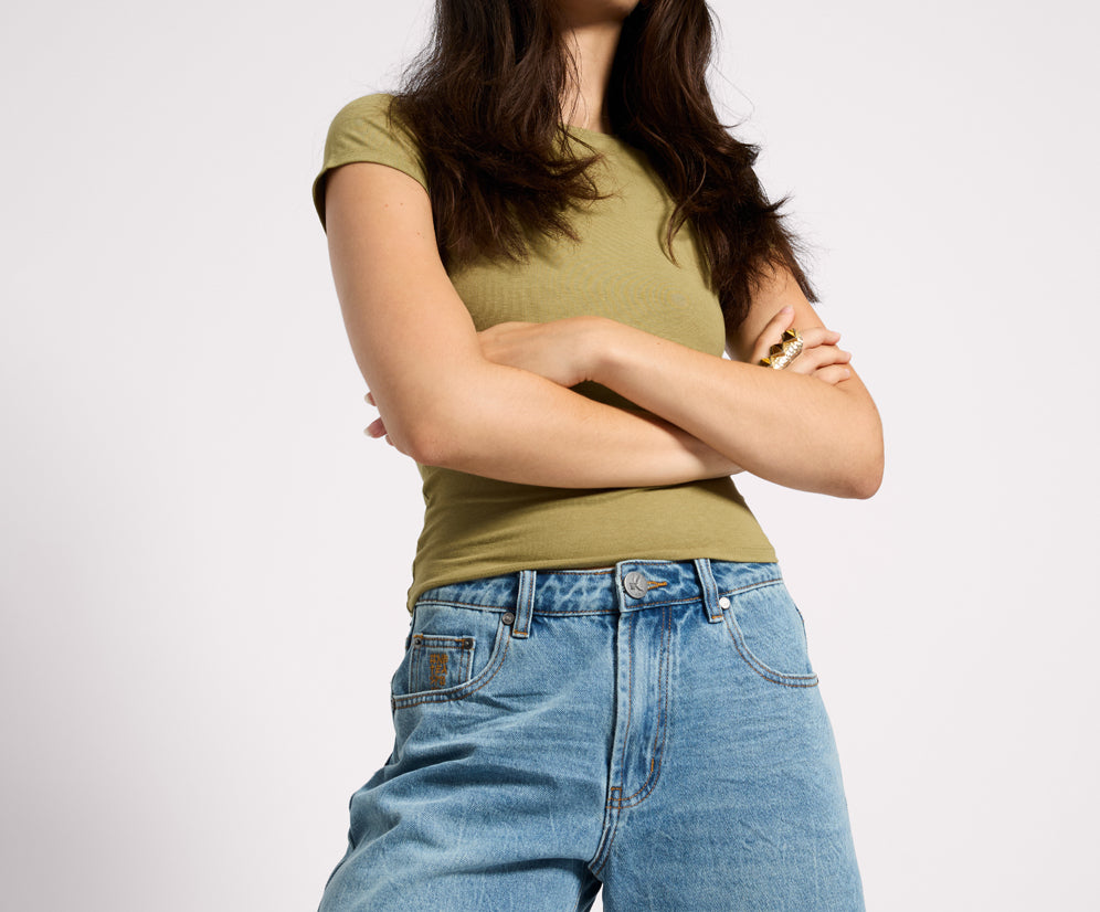 Jacksons Mid Waist Wide Leg Denim Shorts - Blue Crush