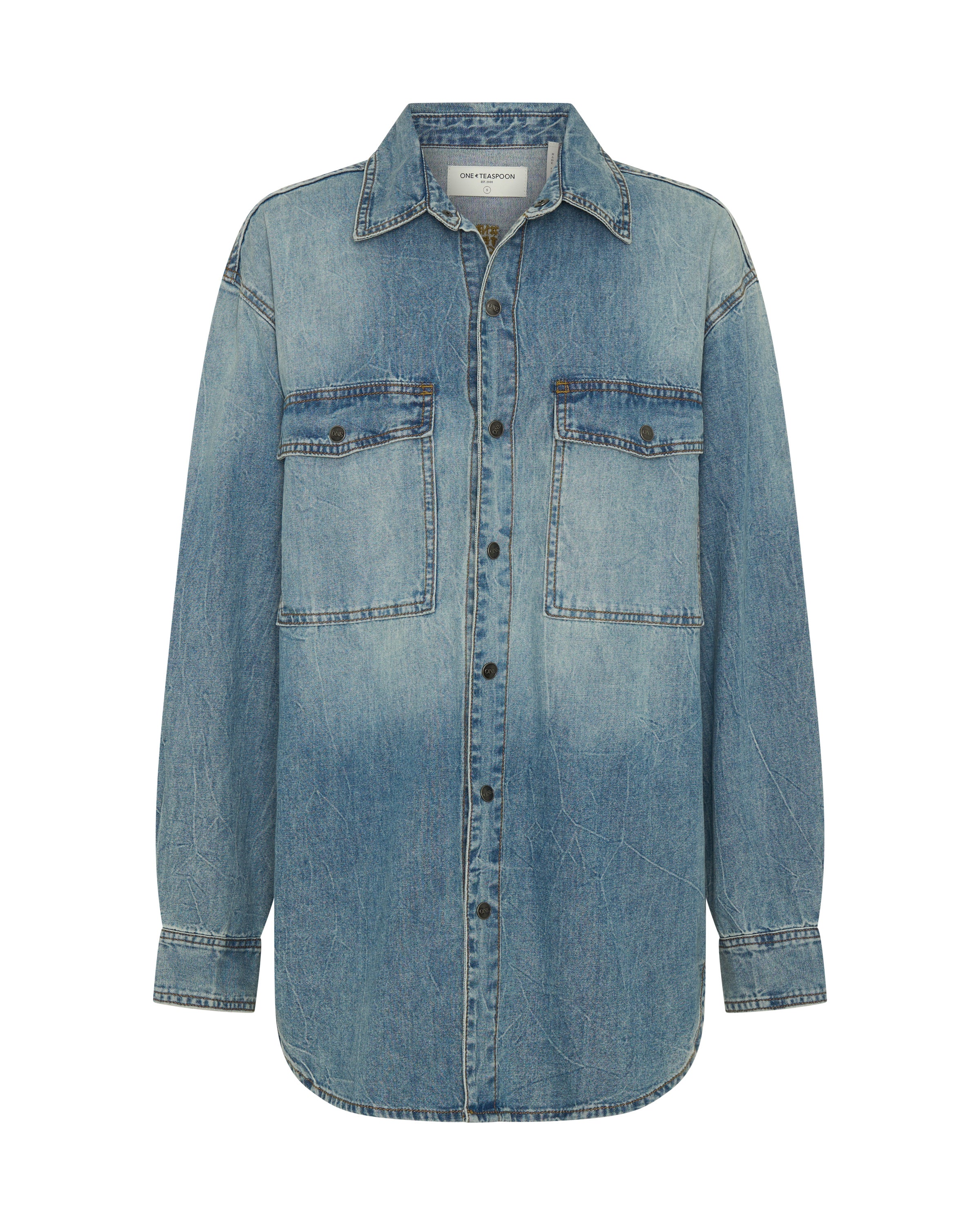 Essential Denim Shirt - Blue Crush | One Teaspoon