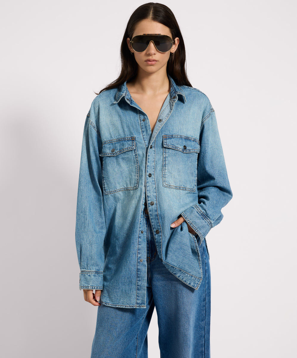 Women's Shirts Essential Denim Shirt - Blue Crush