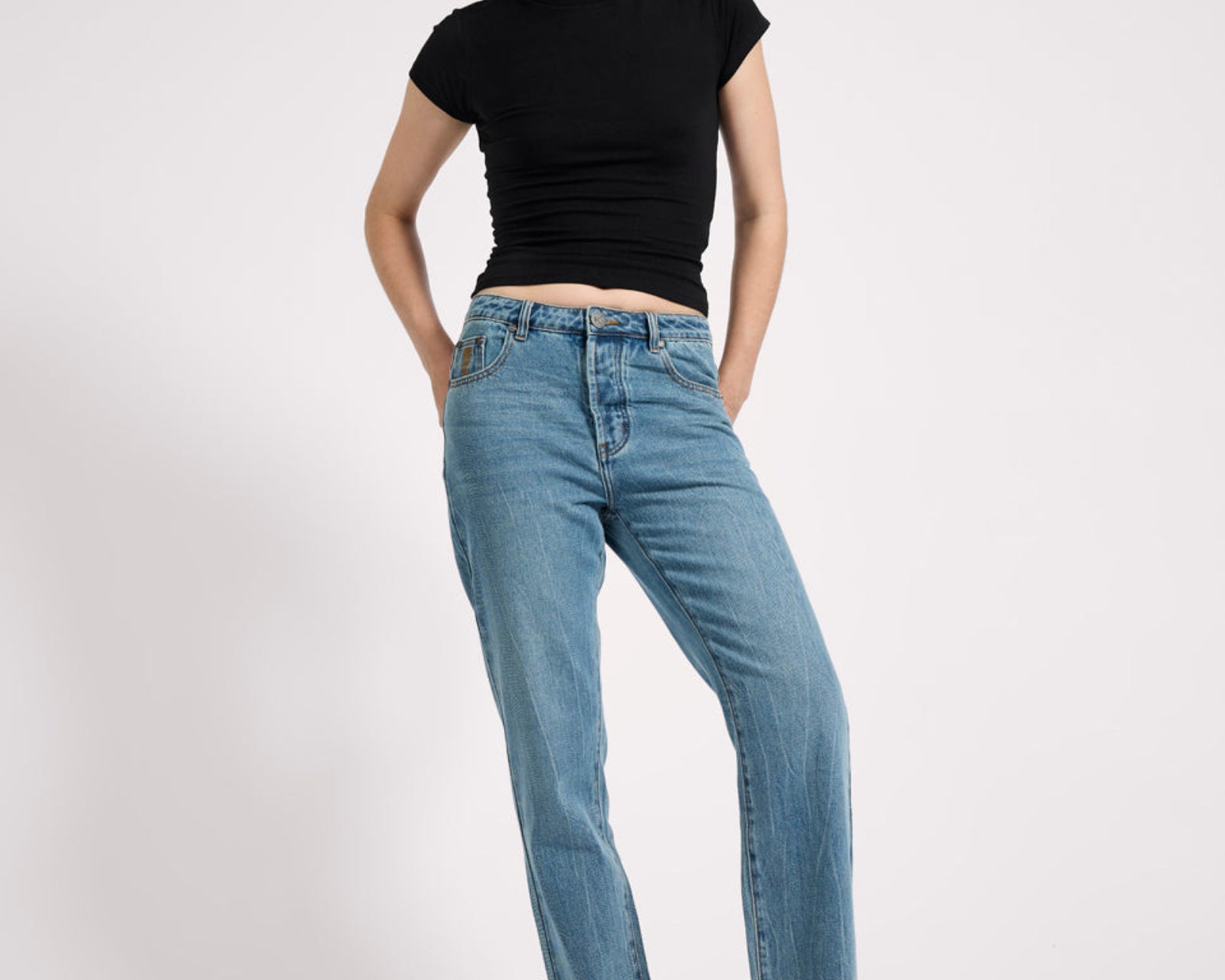 Austins Mid Waist Relaxed Straight Leg Jeans - Blue Crush