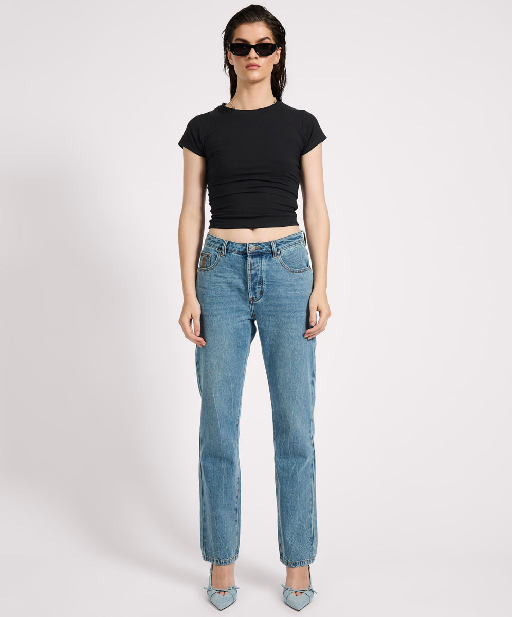 New Arrivals Austins Mid Waist Relaxed Straight Leg Jeans - Blue Crush