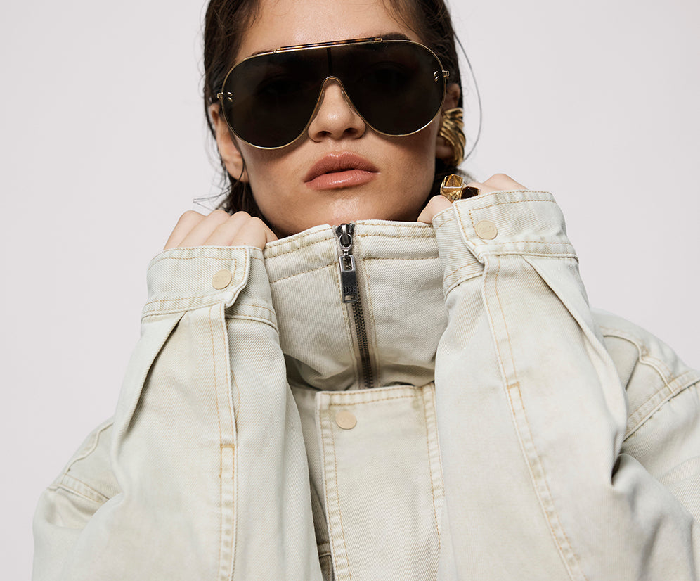 Denim Utility Puffer Jacket - Antique Stone