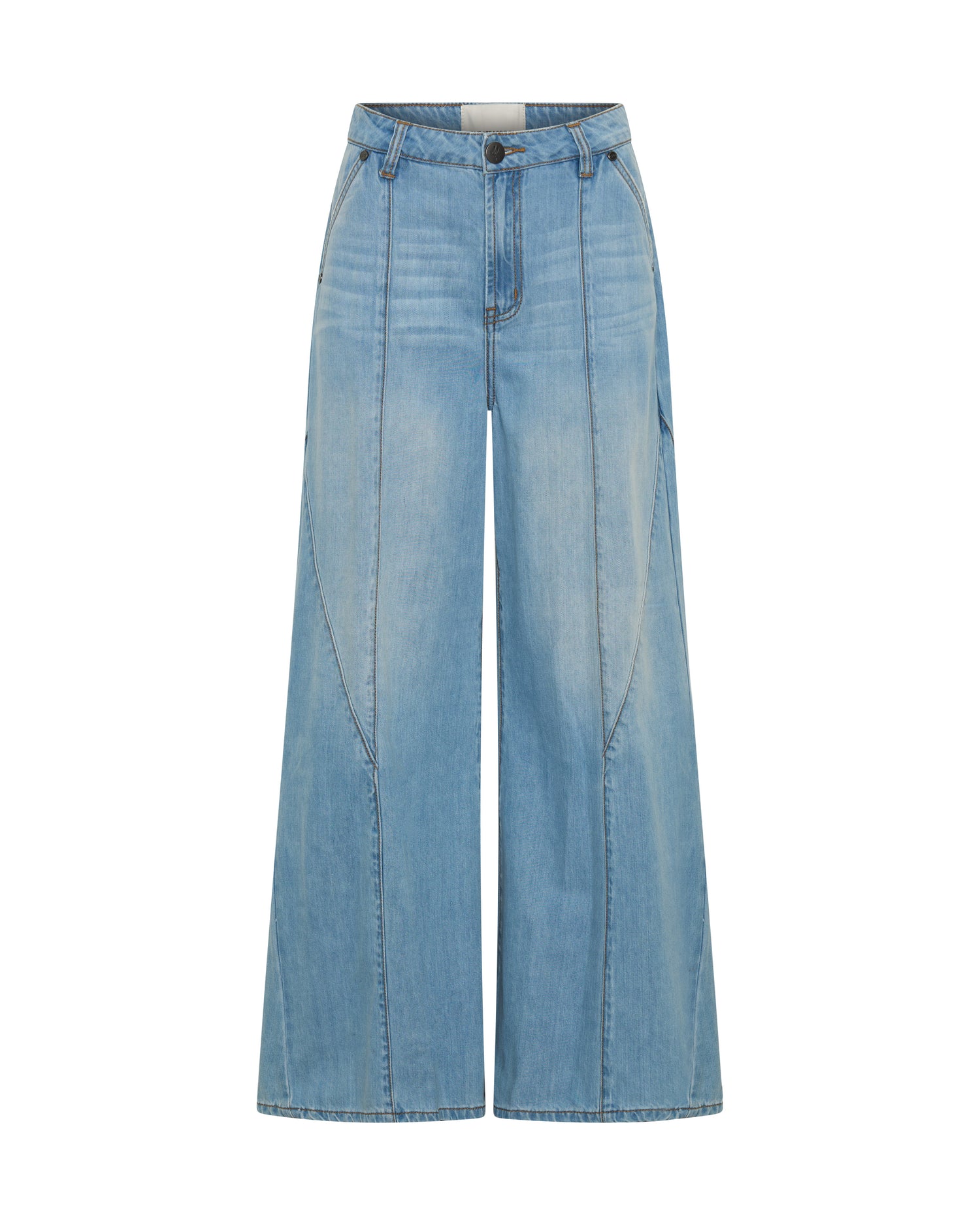 Hollywoods High Waist Wide Leg Denim Jeans - Cool Blue