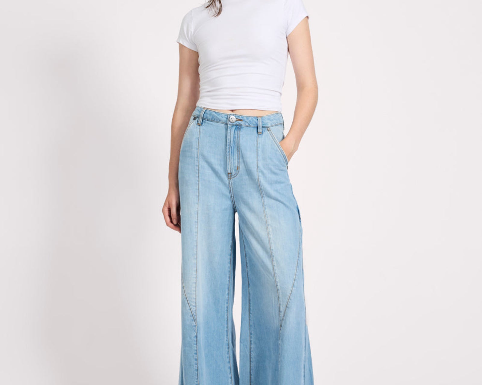 Hollywoods High Waist Wide Leg Denim Jeans