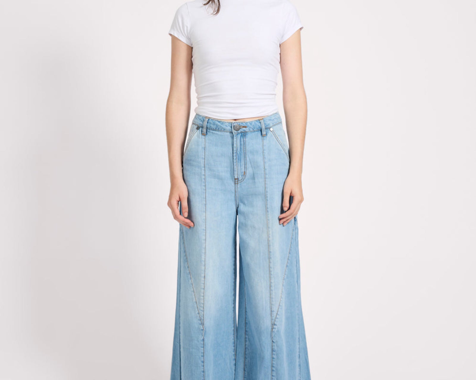 Hollywoods High Waist Wide Leg Denim Jeans