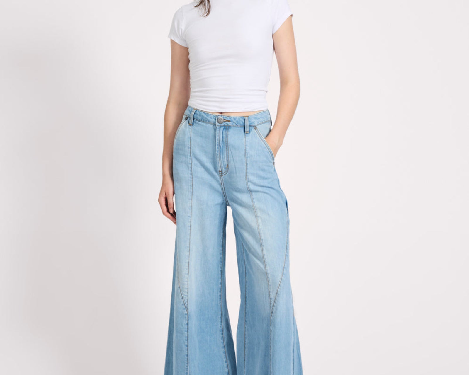 Hollywoods High Waist Wide Leg Denim Jeans