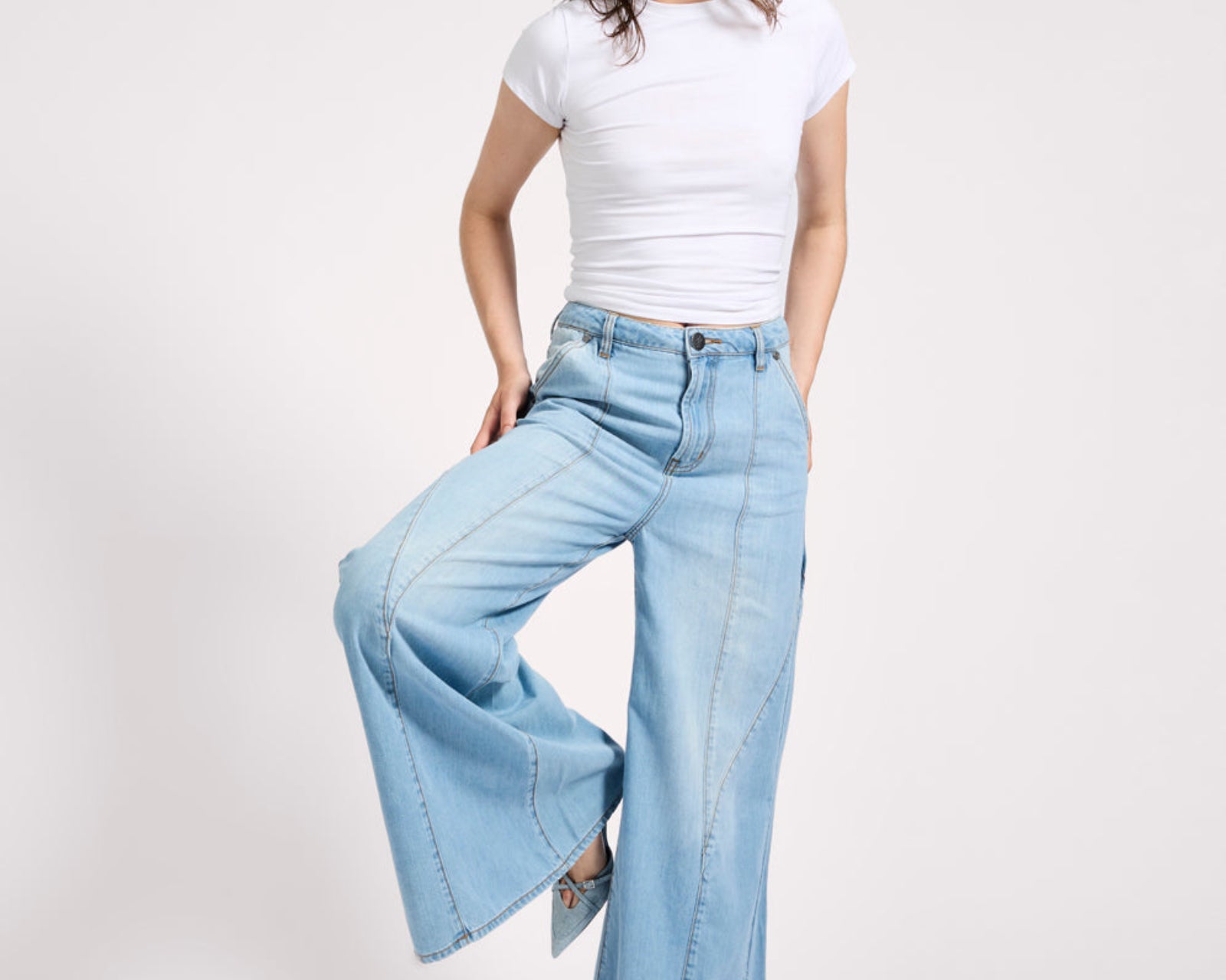 Hollywoods High Waist Wide Leg Denim Jeans