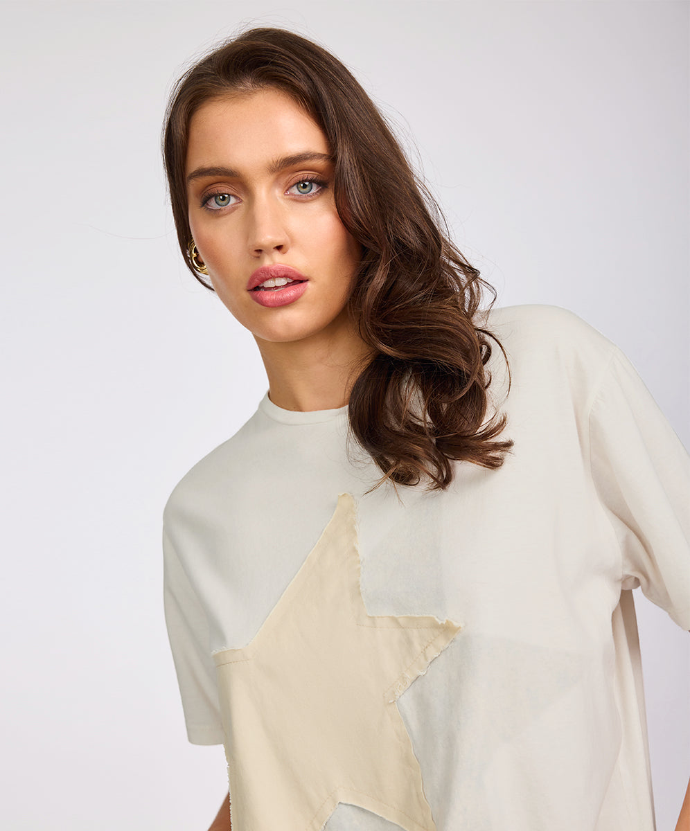 Basic Tees Shadow Star Boyfriend Tee - Cream