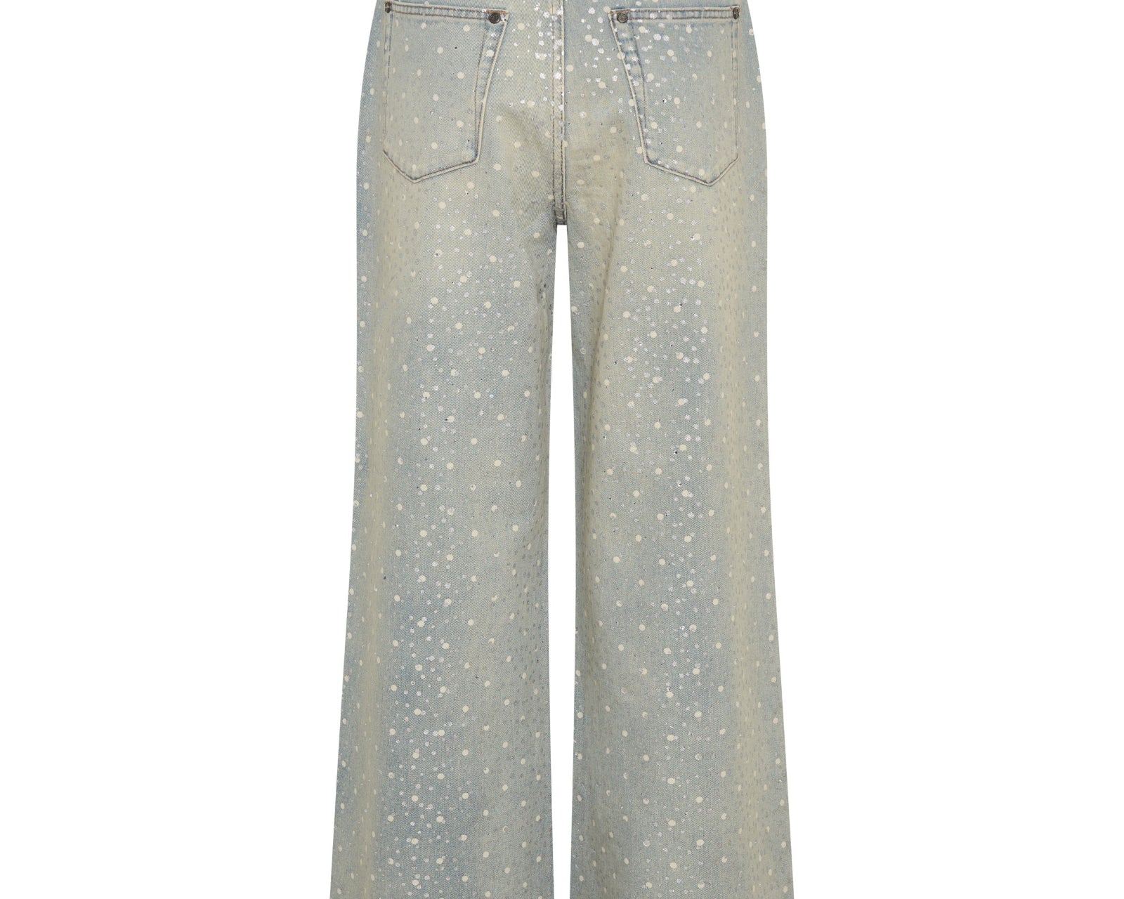 Love Machines Mid Waist Super Wide Leg Denim Jeans - Blue Sparkle