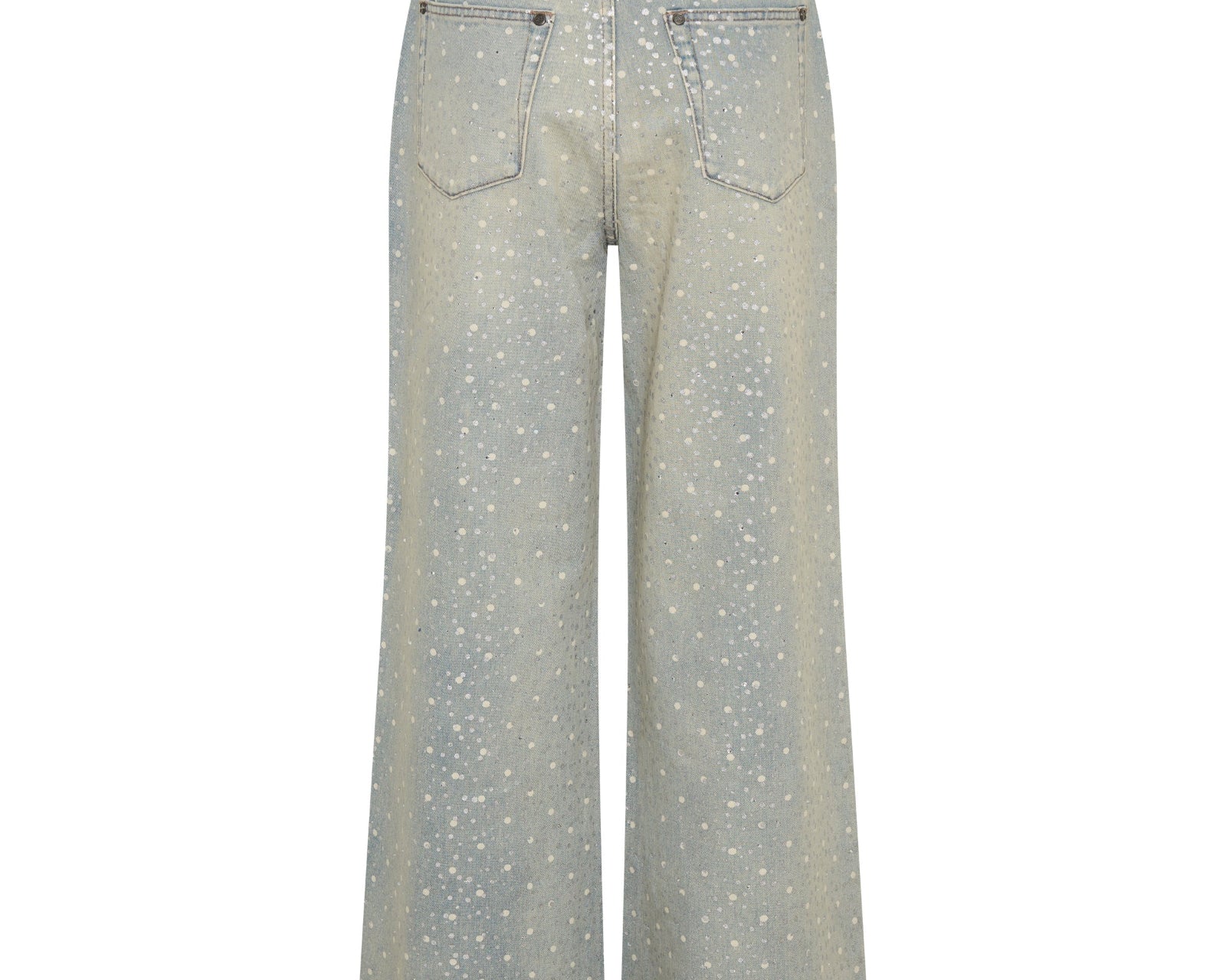 Love Machines Mid Waist Super Wide Leg Denim Jeans - Blue Sparkle