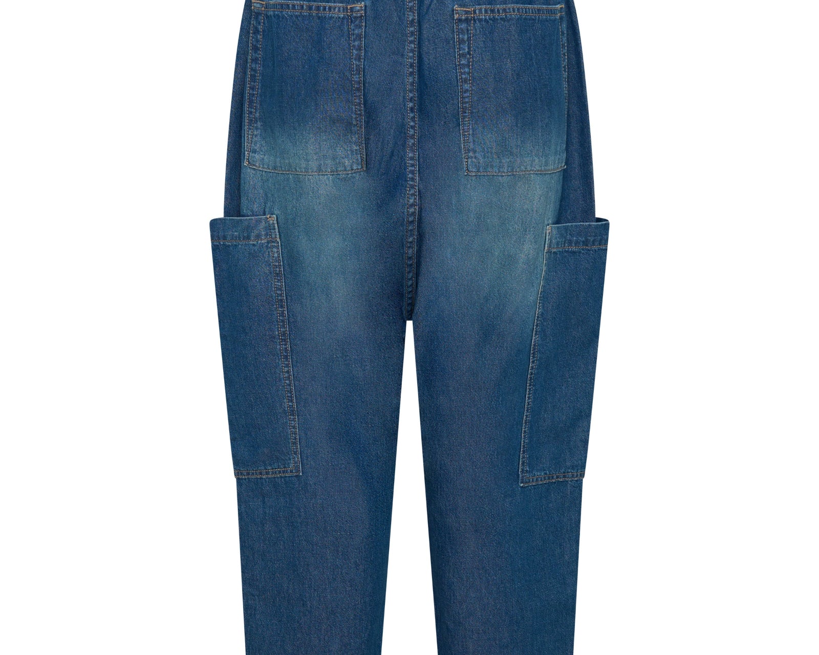 Isla Low Waist Drawstring Harem Denim Jeans - Blue Pasadena
