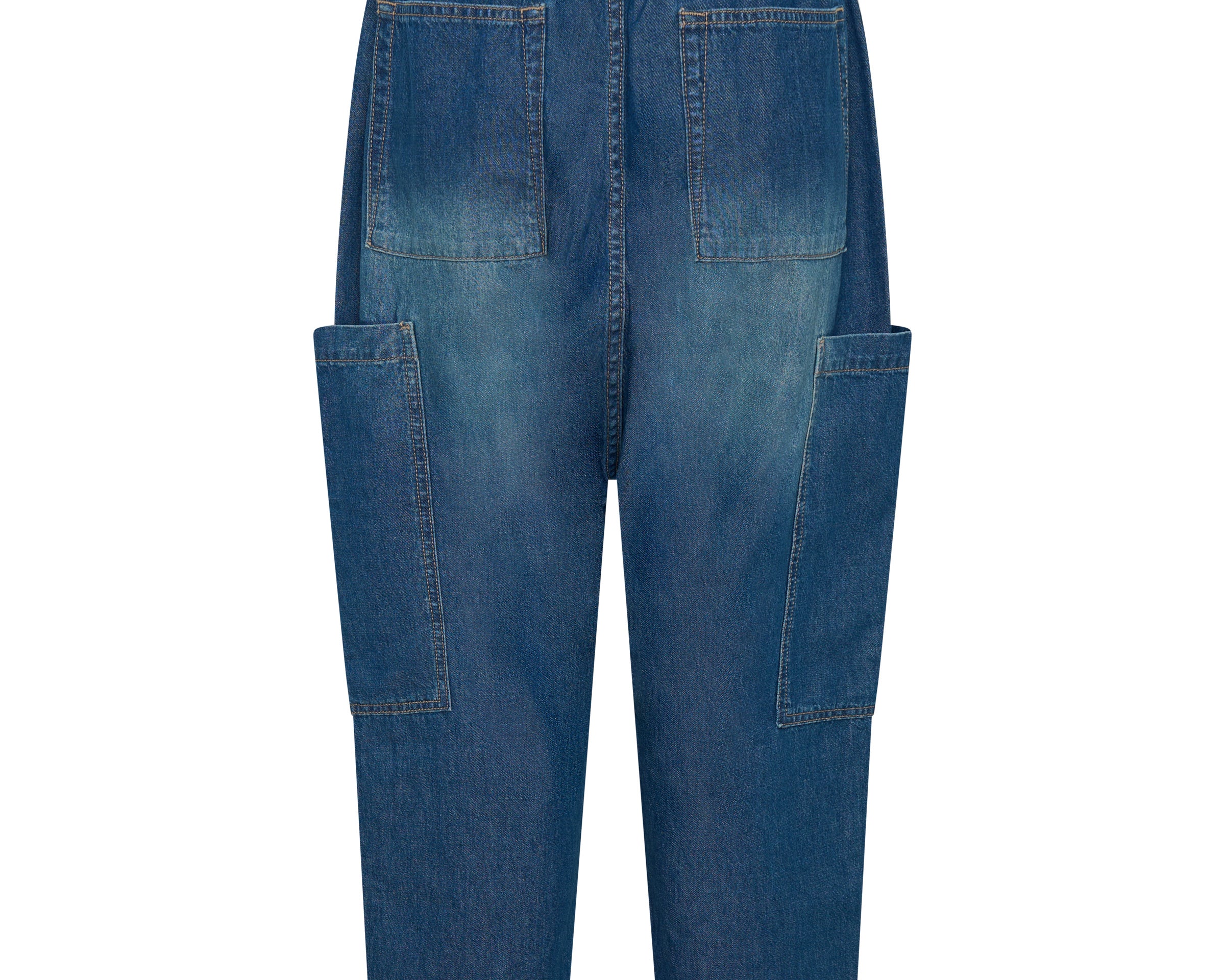 Isla Low Waist Drawstring Harem Denim Jeans - Blue Pasadena