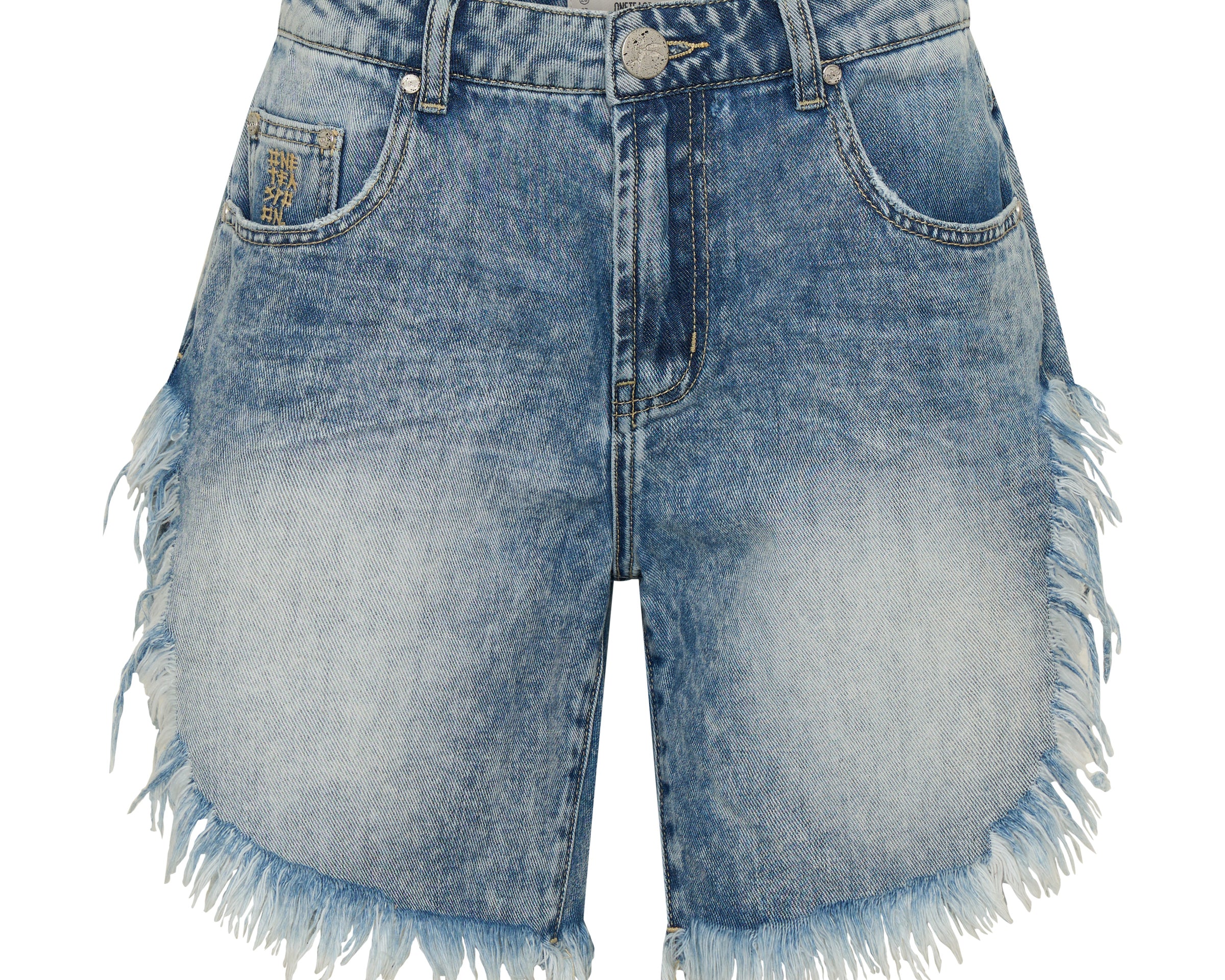 Frankies Low Waist Long Length Denim Shorts - Sunset Blue