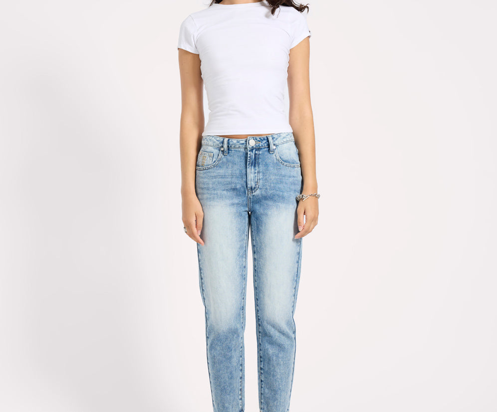 Slims High Waist Cropped Slim Fit Denim Jeans - Sunset Blue