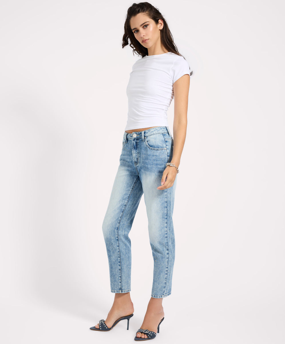 In Stock Slims High Waist Cropped Slim Fit Denim Jeans - Sunset Blue