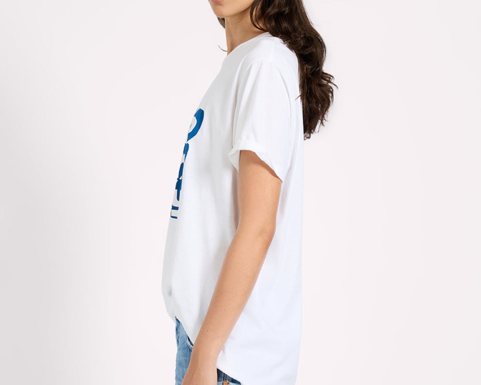 Blue Jean Baby Boyfriend Tee - White