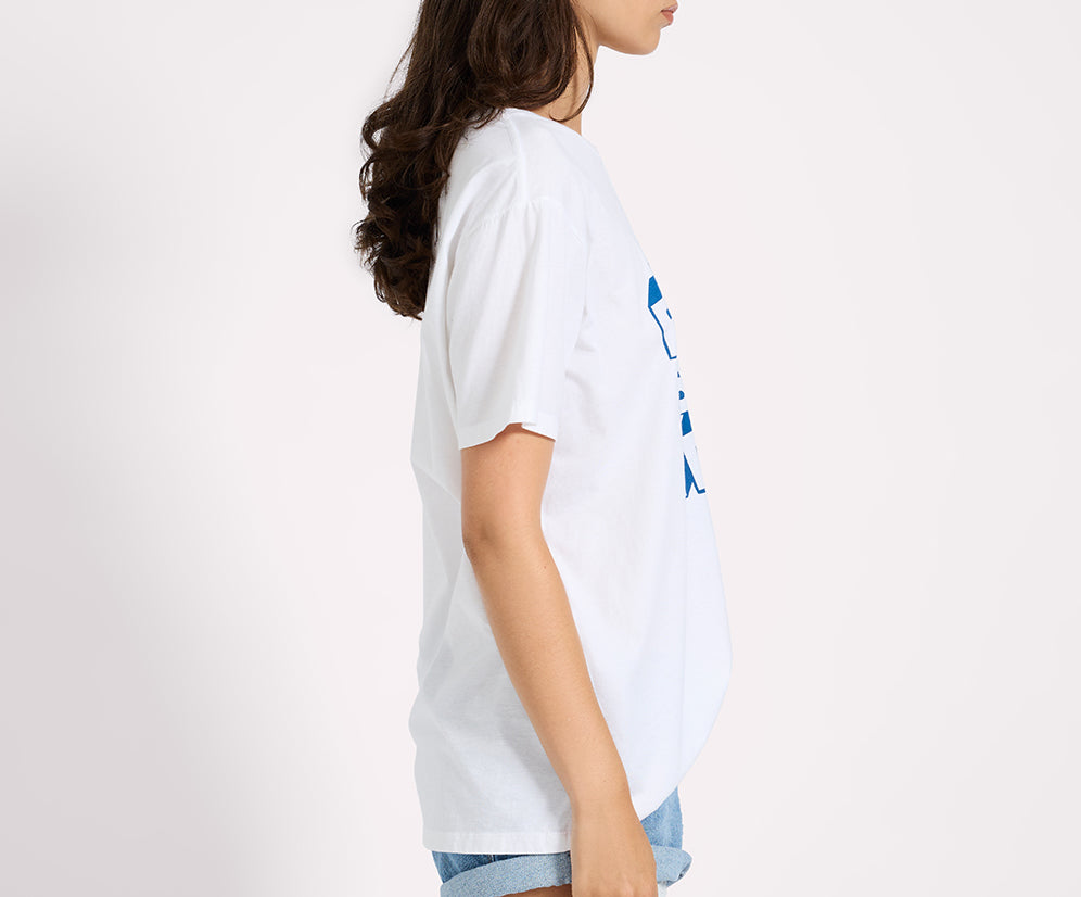 Blue Jean Baby Boyfriend Tee - White